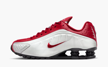 Nike Shox R4 Metallic Silver/Black/Team Crimson 