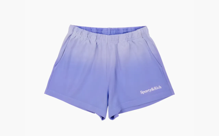 Sporty & Rich Serif Logo Embroidered Disco Shorts Dip Dye WMNS Blue/White 