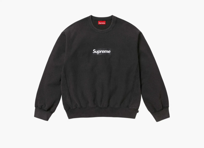Supreme Washed Box Logo Crewneck Black 