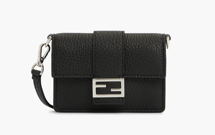 Fendi Micro Flat Baguette Crossbody Bag Black 