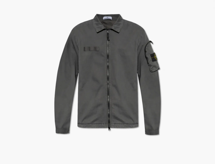 Stone Island Overshirt with Zip Fastening Charcoal Grey  Stone Island Overshirt with Zip Fastening Charcoal Grey