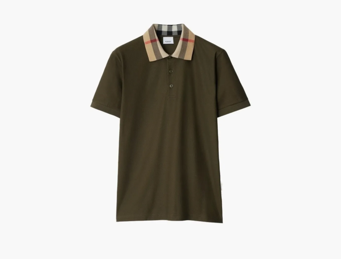Burberry Check Collar Cotton Polo Shirt  Loch 