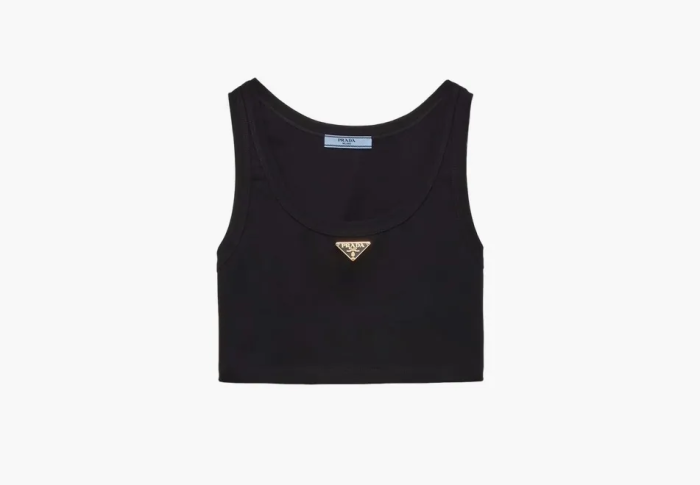 Prada Jersey Cropped Top Black  Prada Jersey Cropped Top Black