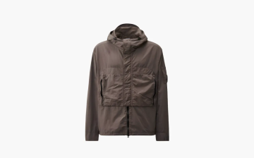C.P. Company Flatt Nylon Hooded Overshirt Jacket Brown 