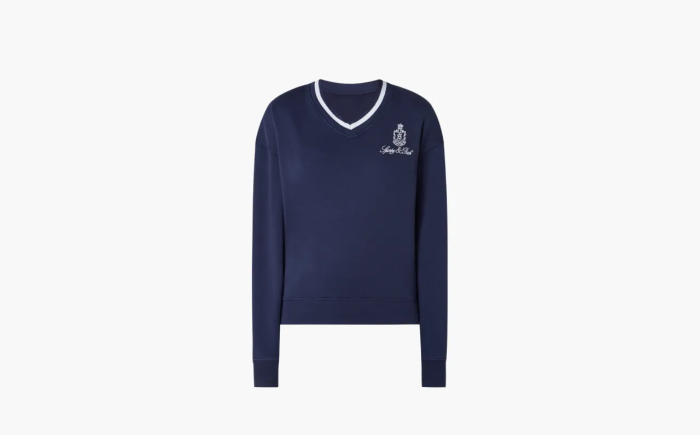 Sporty & Rich Serif sweater met logoborduring WMNS Marine Blue 