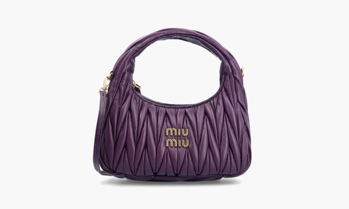 Miu Miu Wander Matelasse Nappa Leather Hobo Bag Violet 
