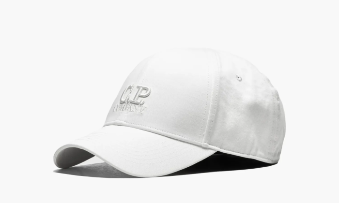 C.P. Company Gabardine Logo Cap White  C.P. Company Gabardine Logo Cap White