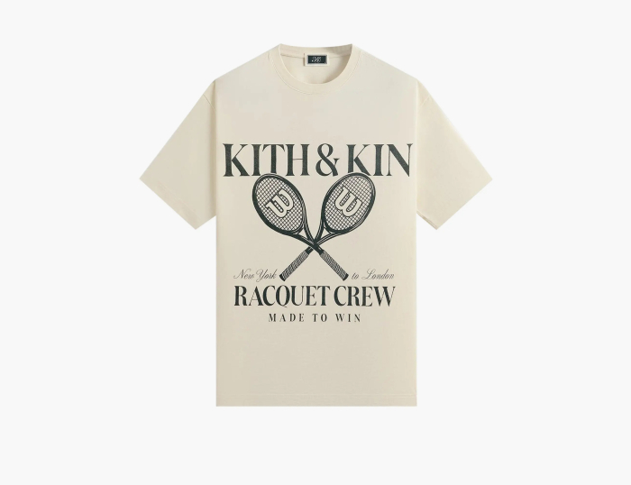 Kith x Wilson Racquet Crew Vintage Tee Sandrift  Kith x Wilson Racquet Crew Vintage Tee Sandrift