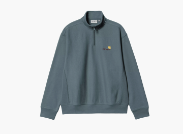 Carhartt WIP Half Zip American Script Sweatshirt Office Blue 