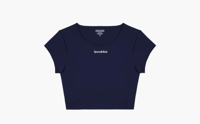 Sporty & Rich Activewear Serif Logo Training Tee WMNS Marine Blue 