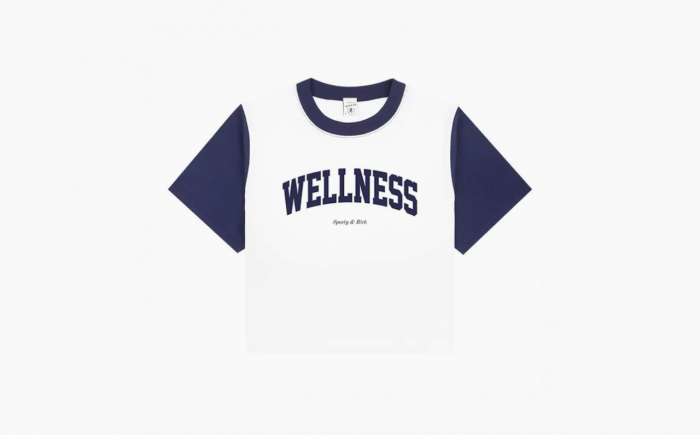 Sporty & Rich Wellness Ivy Color Block Cropped Tee "White" 