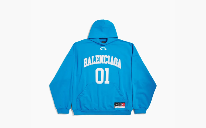 Balenciaga Hoodie Loose Fit Style Blue  Balenciaga Hoodie Loose Fit Style Blue