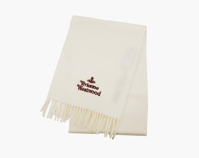 Vivienne Westwood Wool Knit Scarf White  Vivienne Westwood Wool Knit Scarf White