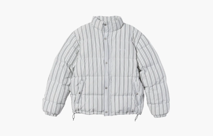Stussy Stripe Down Puffer Jacket Bone  Stussy Stripe Down Puffer Jacket Bone