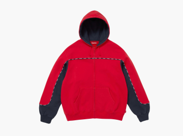 Supreme Piping Zip Up Hooded Sweatshirt Red 