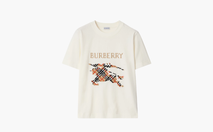 Burberry Cross Stitch EKD​ Cotton T-shirt in Chalk "White" 