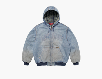 Supreme Reflective Arc Hooded Work Jacket Denim 