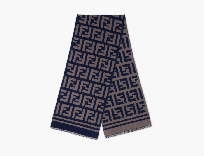 Fendi Wool Scarf Brown Blue   Fendi Wool Scarf Brown Blue