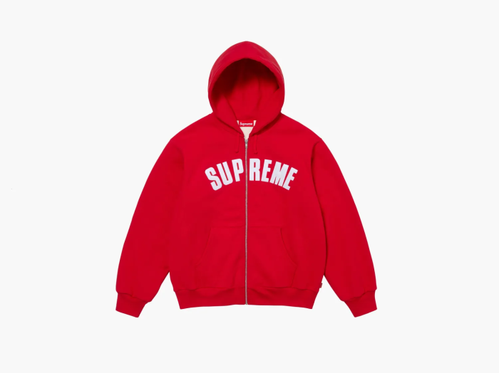 Supreme Arc Thermal Zip Up Hooded Sweatshirt Red 