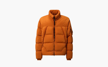 C.P. Company Nycra-R Hooded Down Jacket In Russet Orange 