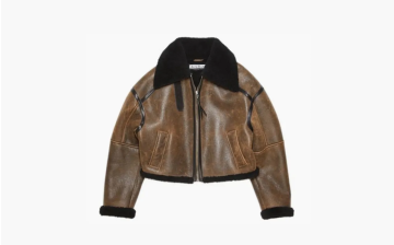 Acne Studios Leather Shearling Jacket Dark Brown&Black 