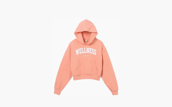 Sporty & Rich Wellness Ivy Cropped Hoodie Salmon/White 