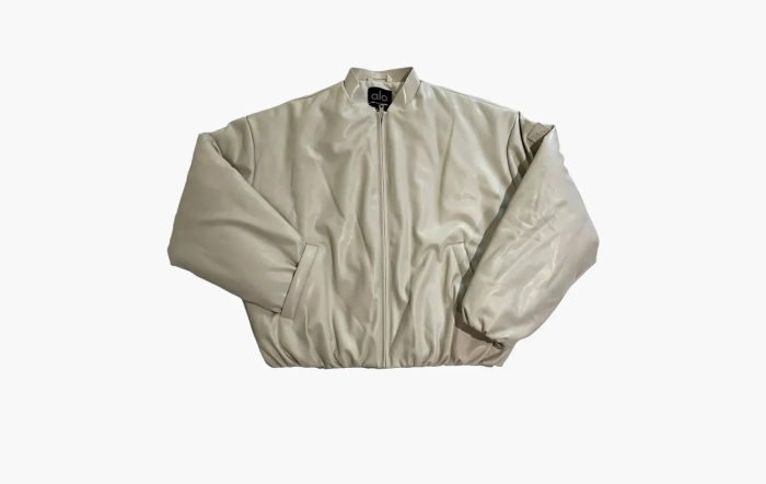 Alo Yoga Faux Leather Premier Bomber Bone  Alo Yoga Faux Leather Premier Bomber Bone