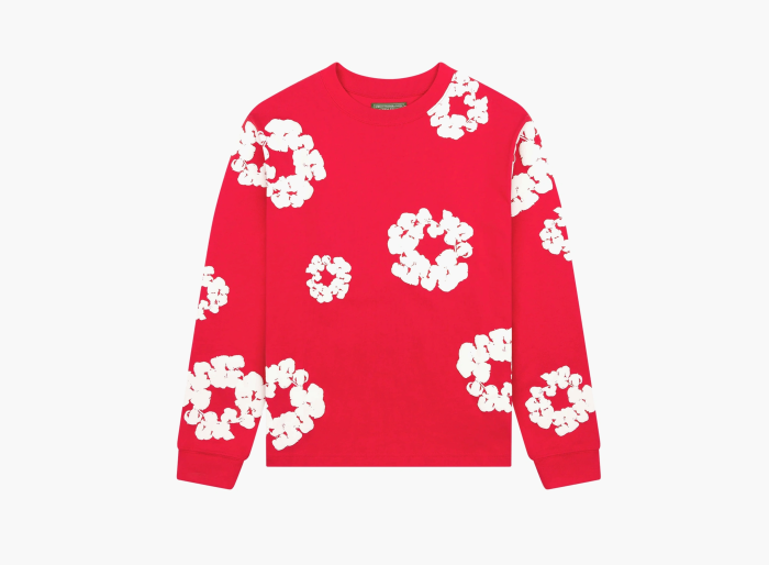 Denim Tears Cotton Wreath Long Sleeve T-Shirt Red 