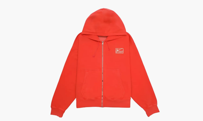 Nike X Stussy Pigment Dyed Fleece Zip Hoodie Habanero Red  Nike X Stussy Pigment Dyed Fleece Zip Hoodie Habanero Red