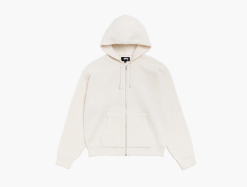 Stussy Textured Zip Hooded Sweater Bone 