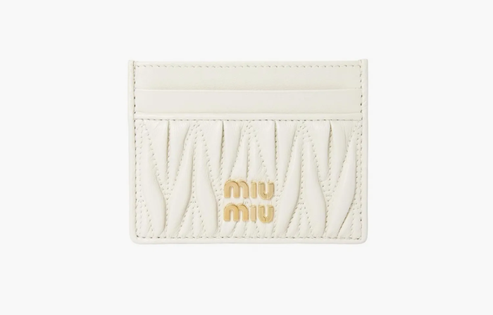 Miu Miu Matelasse Nappa Leather Card Holder White  Miu Miu Matelasse Nappa Leather Card Holder White