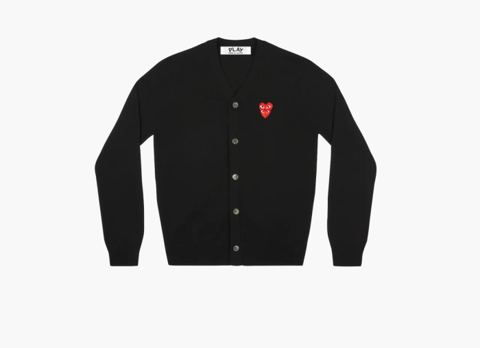 COMME des GARCONS PLAY Cardigan Red Emblem Black  COMME des GARCONS PLAY Cardigan Red Emblem Black