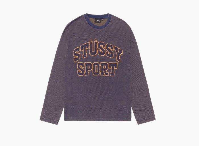 Stussy 2 Tone Cotton Mesh Crew  "Navy" 