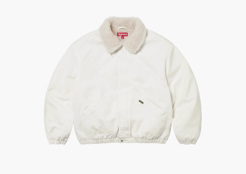 Supreme Faux Shearling Lined Bomber Jacket White 
