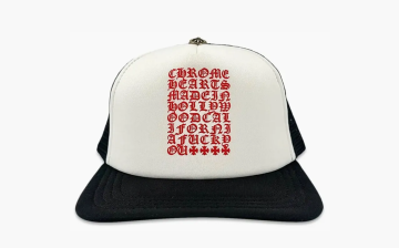 Chrome Hearts Eyechart Trucker Hat Black/White/Red 