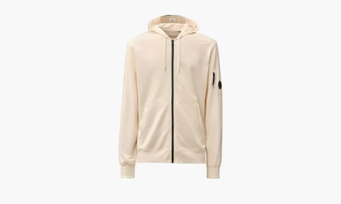 C.P. Company Light Fleece Zipped Hoodie Beige  C.P. Company Light Fleece Zipped Hoodie Beige