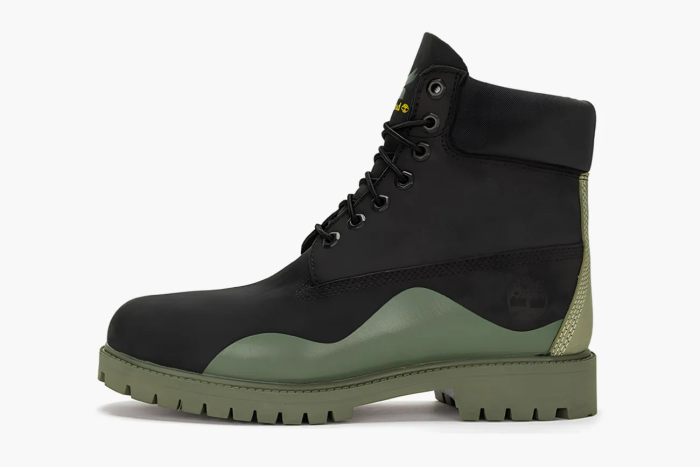Timberland Heritage 6 Inch Waterproof Boot Black Nubuck with Green 