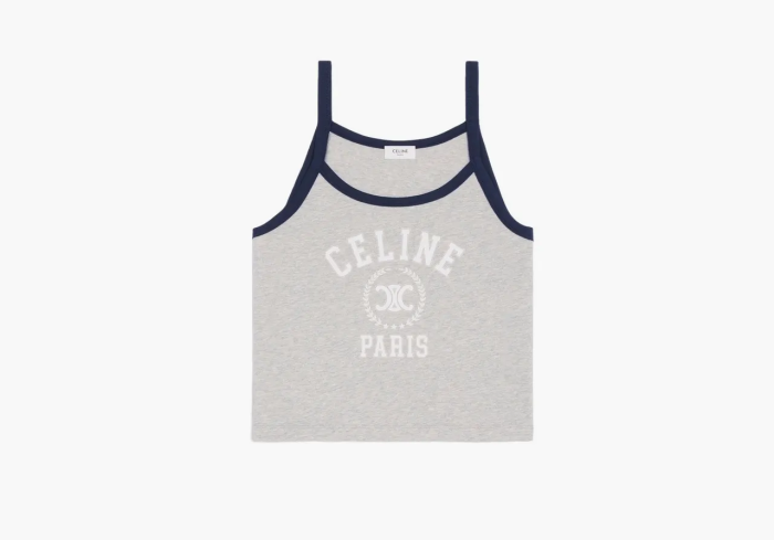 Celine Tank Top in Cotton Jersey Vintage Grey Melange / Navy  Celine Tank Top in Cotton Jersey Vintage Grey Melange / Navy