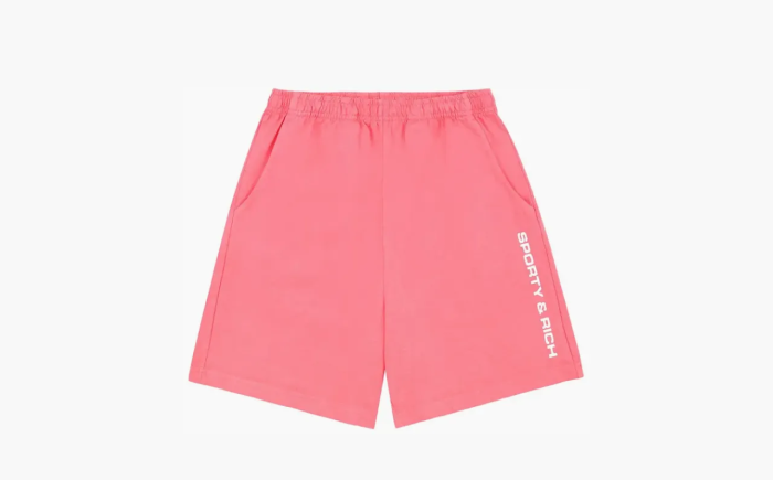 Sporty & Rich Bold Logo Gym Shorts Cotton Candy/White 