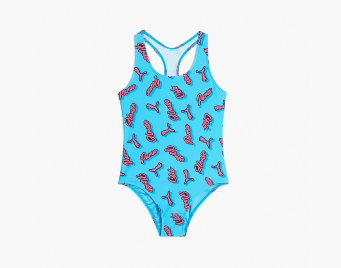 Puma Printed Racerback Swimsuit Blue