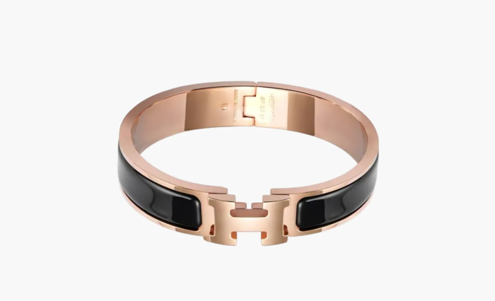Hermes Clic H Narrow Bracelet, Noir, Rose Gold Plated  Hermes Clic H Narrow Bracelet, Noir, Rose Gold Plated