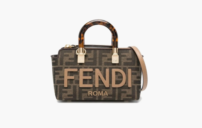 Fendi By The Way FF Jacqard Mini Canvas Tote Bag Brown 