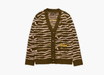 Drew House Sketch Mascot Squiggle Cardigan Olive Ivory  Drew House Sketch Mascot Squiggle Cardigan Olive Ivory