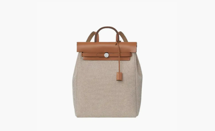 HERMES Herbag Zip Viking Canvas With Hunter Cow Leather Backpack Gray 