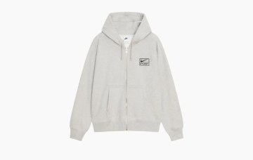 Stussy x Nike Stone Washed Fleece Zip Hoodie Grey 