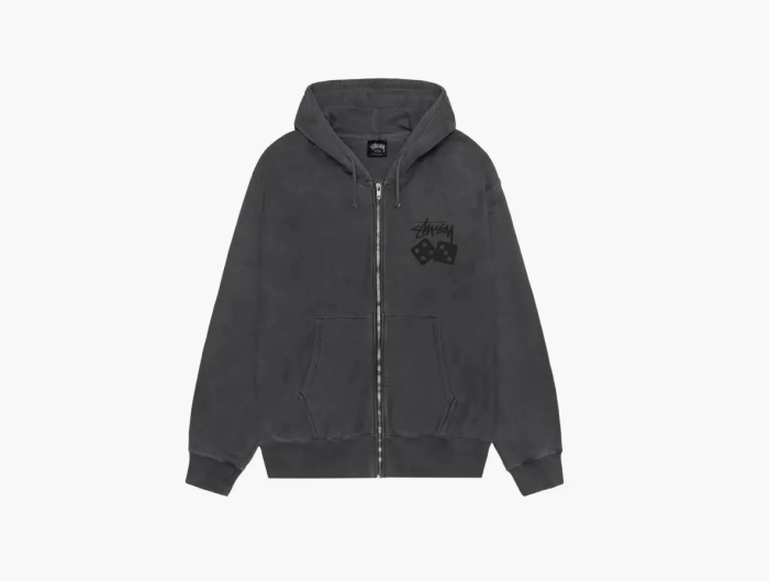 Stussy Dice Zip Hoodie Pigment Dyed Black  Stussy Dice Zip Hoodie Pigment Dyed Black