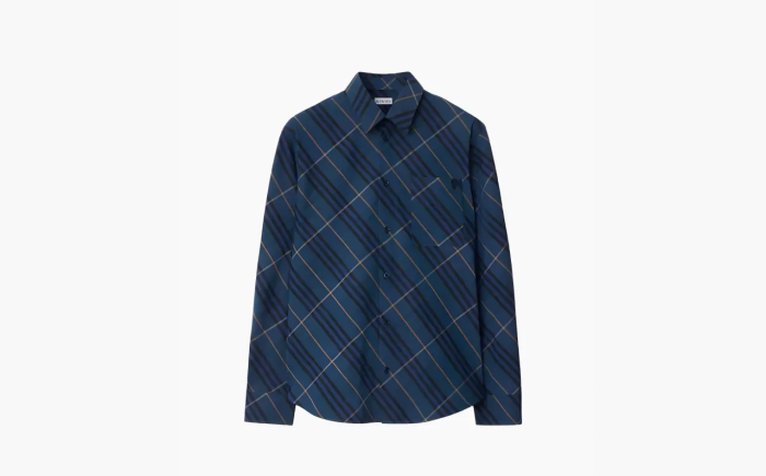 Burberry Relaxed Fit Check Cotton Shirts Blue  Burberry Relaxed Fit Check Cotton Shirts Blue