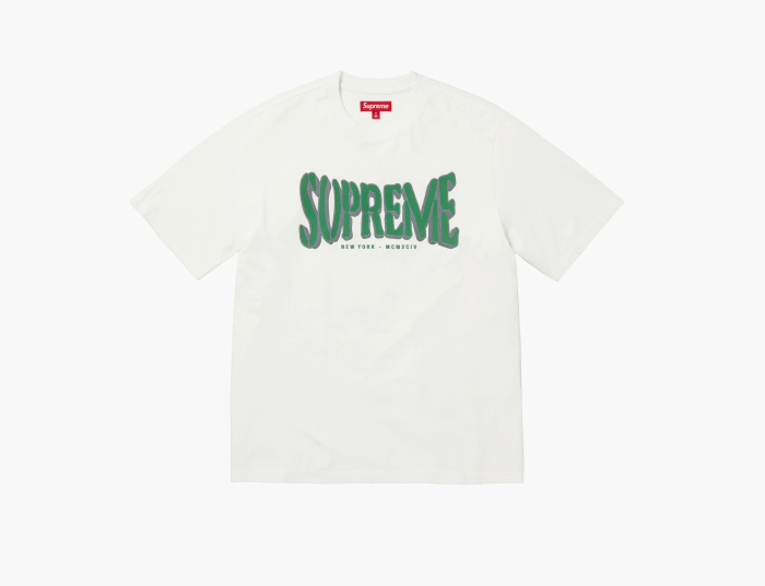 Supreme Flocked Washed S/S Top  "White" 