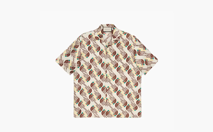 GUCCI X The North Face Web Silk Shirt Brown  GUCCI X The North Face Web Silk Shirt Brown