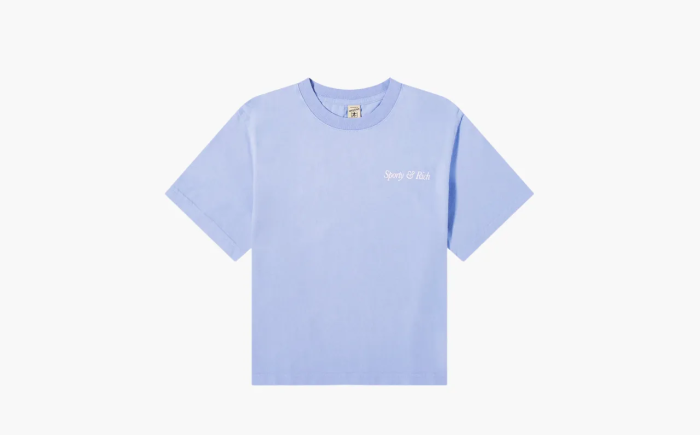 Sporty & Rich Italic Logo Cropped T-Shirt Purple 